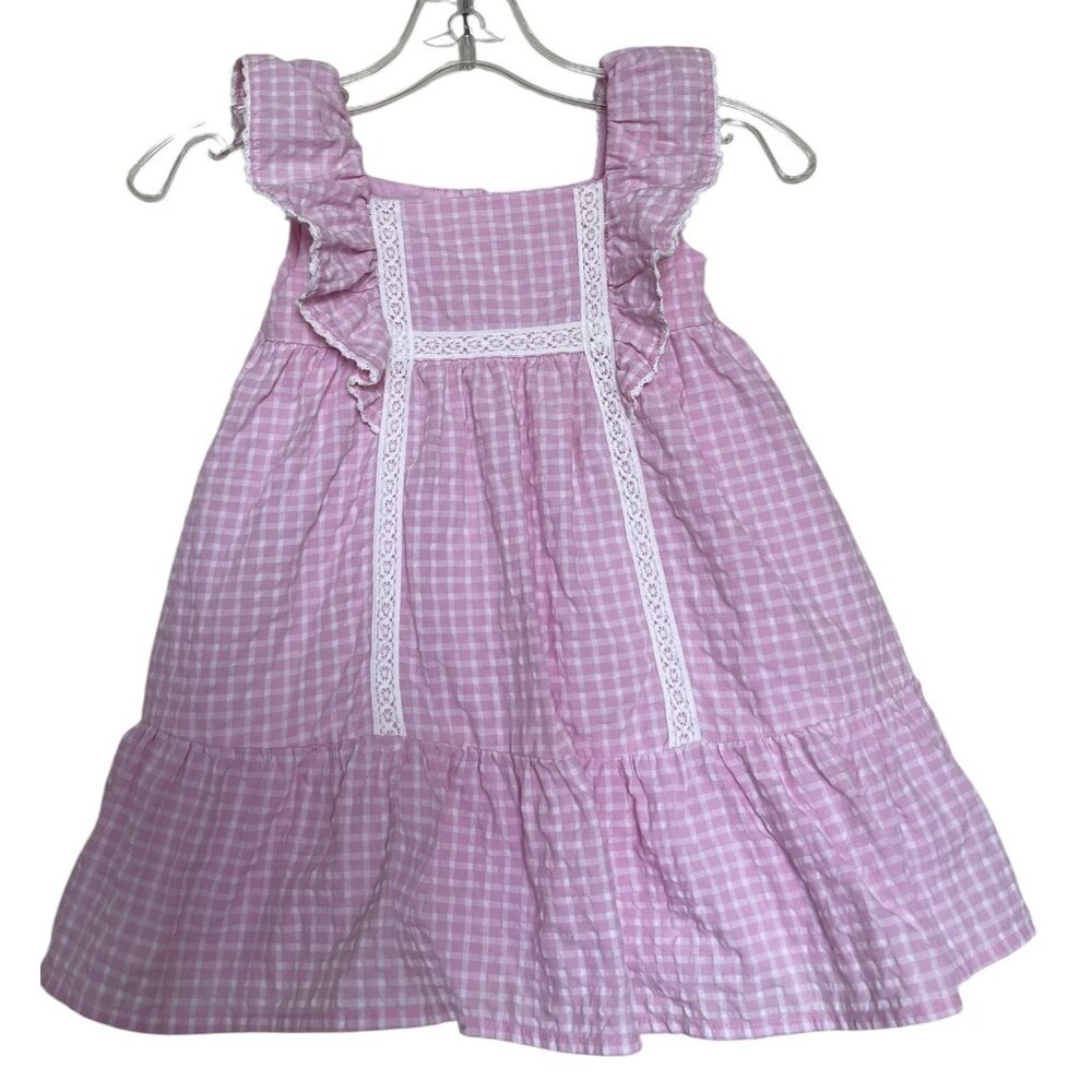 Janie And Jack Girls Dress Baby Size 18-24 Months Pink Plaid Ruffle Bloomers